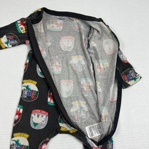 Old Navy Unisex Infant 6-9 Months One Piece Footed Pajamas Snow Globe Christmas - Picture 7 of 10